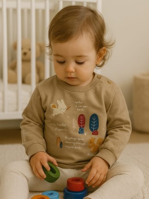 Βρεφική Μπλούζα για Κορίτσι 6-24 Μηνών Ανοιχτό Καφέ