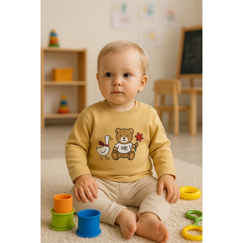 Βρεφική Μπλούζα για Κορίτσι 6-18 Μηνών Ανοιχτό Καφέ