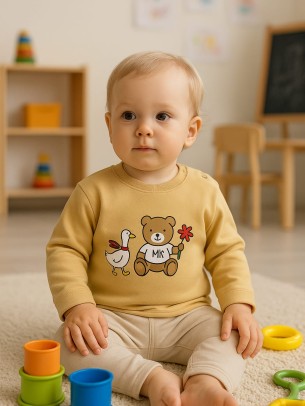 Βρεφική Μπλούζα για Κορίτσι 6-18 Μηνών Ανοιχτό Καφέ