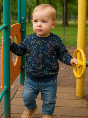 Βρεφικό Φούτερ για Αγόρι 12-30 Μηνών Μπλέ