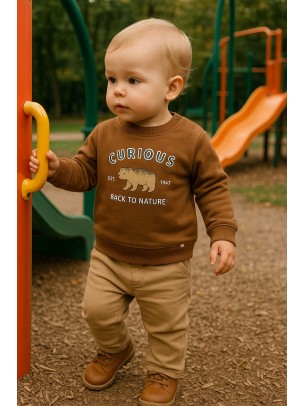 Βρεφικό Φούτερ για Αγόρι 6-24 Μηνών Καφέ