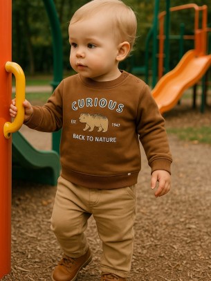 Βρεφικό Φούτερ για Αγόρι 6-24 Μηνών Καφέ