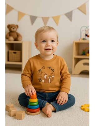 Βρεφική Μπλούζα για Κορίτσι 6-24 Μηνών Κεραμιδί