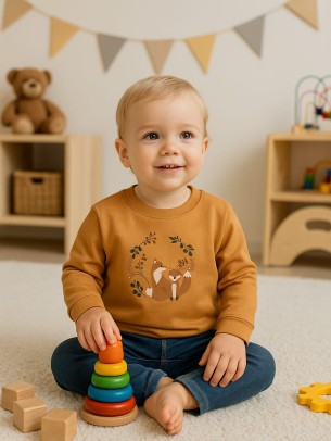 Βρεφική Μπλούζα για Κορίτσι 6-24 Μηνών Κεραμιδί