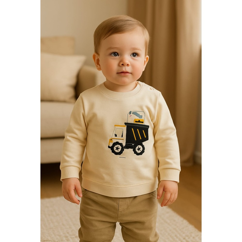 Βρεφικό Φούτερ για Αγόρι 6-18 Μηνών Εκρού