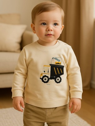 Βρεφικό Φούτερ για Αγόρι 6-18 Μηνών Εκρού