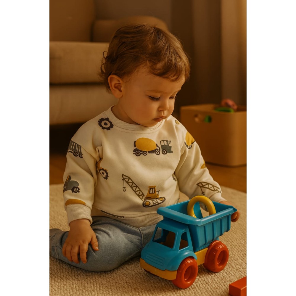 Βρεφικό Φούτερ για Αγόρι 6-24 Μηνών Εκρού