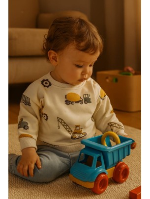 Βρεφικό Φούτερ για Αγόρι 6-24 Μηνών Εκρού