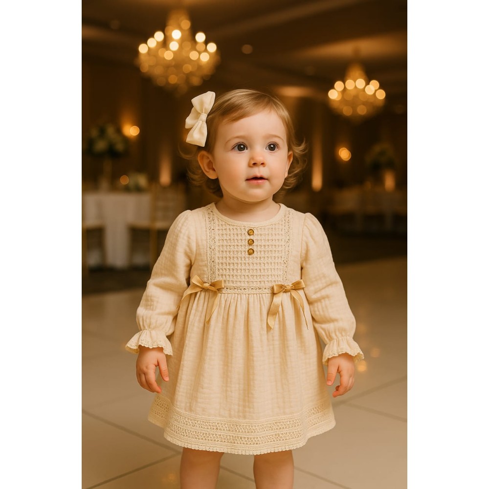 Βρεφικό Φόρεμα 6-24 Μηνών Εκρού