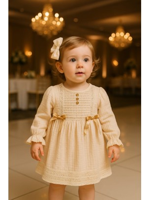 Βρεφικό Φόρεμα 6-24 Μηνών Εκρού
