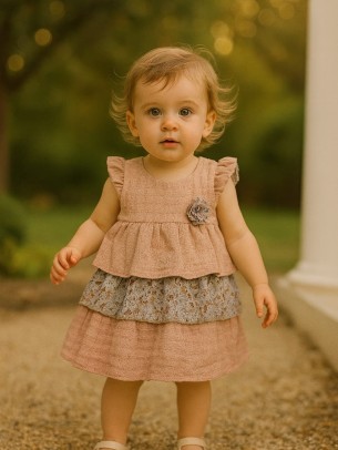 Βρεφικό Φόρεμα 9-24 Μηνών Ρόζ