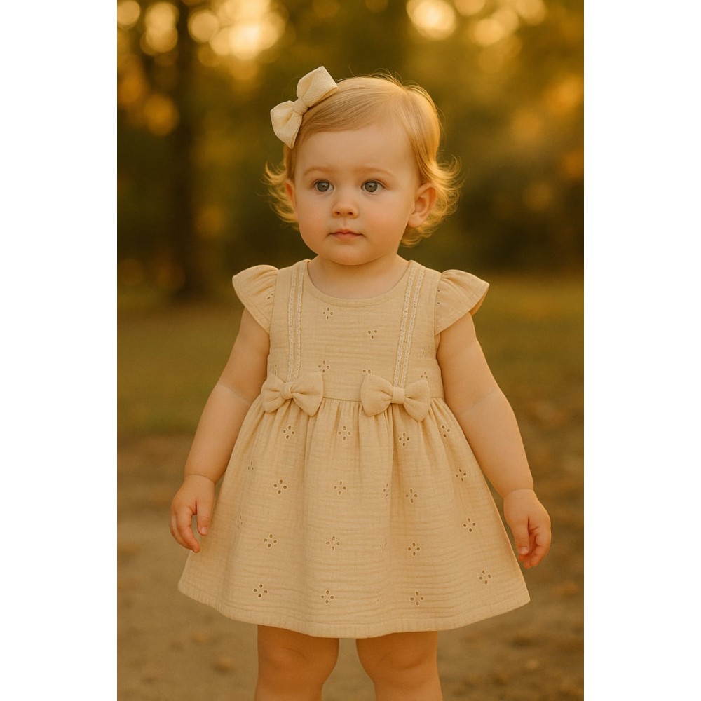 Βρεφικό Φόρεμα 6-24 Μηνών Ανοιχτό Καφέ