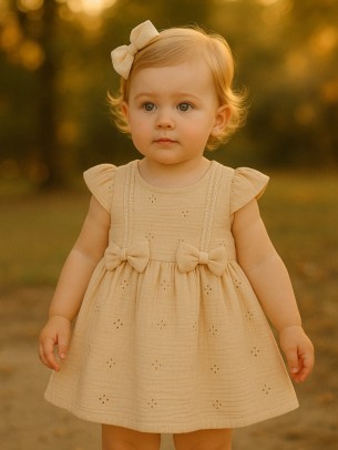 Βρεφικό Φόρεμα 6-24 Μηνών Ανοιχτό Καφέ