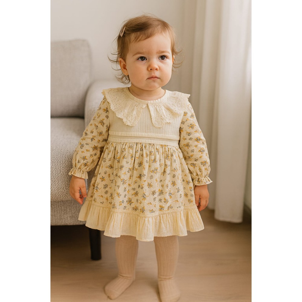 Βρεφικό Φόρεμα 9-24 Μηνών Εκρού
