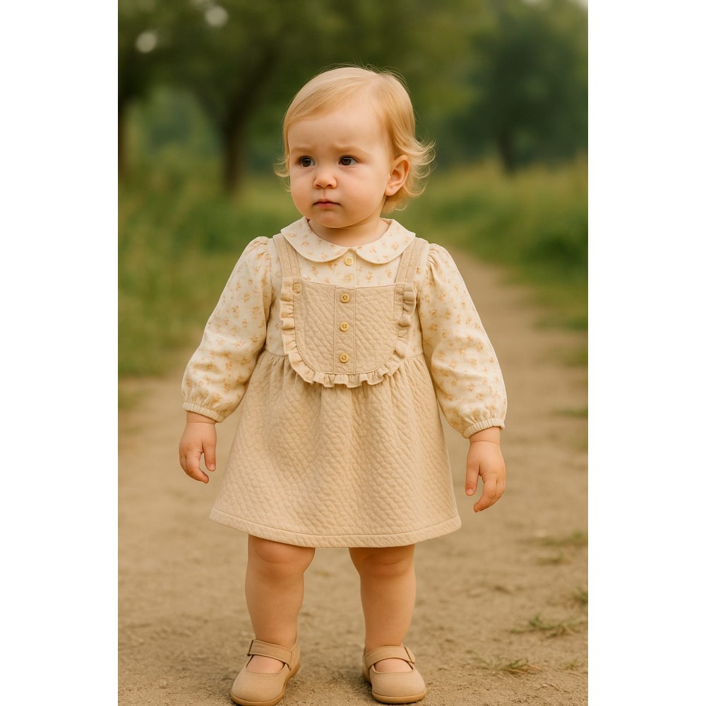 Βρεφικό Φόρεμα 6-24 Μηνών Ανοιχτό Καφέ