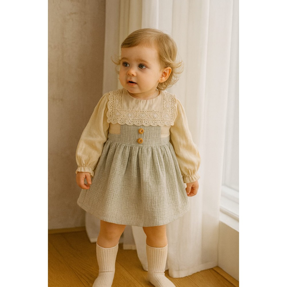 Βρεφικό Φόρεμα 9-24 Μηνών Φυστικί