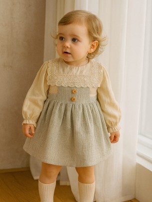 Βρεφικό Φόρεμα 9-24 Μηνών Φυστικί