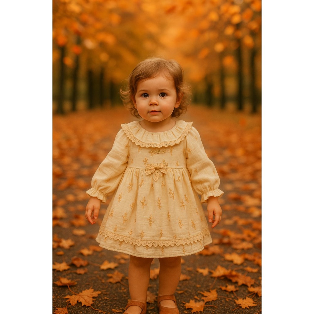 Βρεφικό Φόρεμα 9-24 Μηνών Εκρού