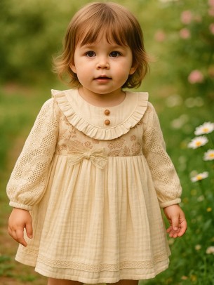 Βρεφικό Φόρεμα 9-24 Μηνών Εκρού