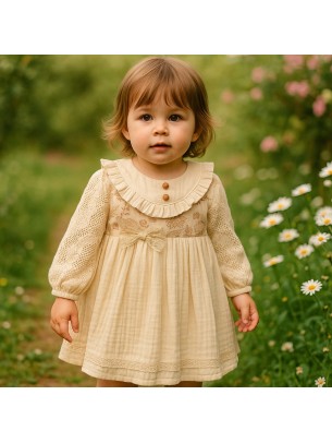 Βρεφικό Φόρεμα 9-24 Μηνών Εκρού