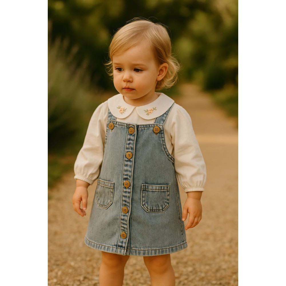 Βρεφικό  Τζιν Φόρεμα 6-24 Μηνών Μπλέ