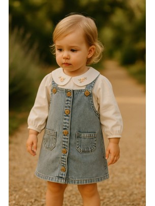 Βρεφικό  Τζιν Φόρεμα 6-24 Μηνών Μπλέ