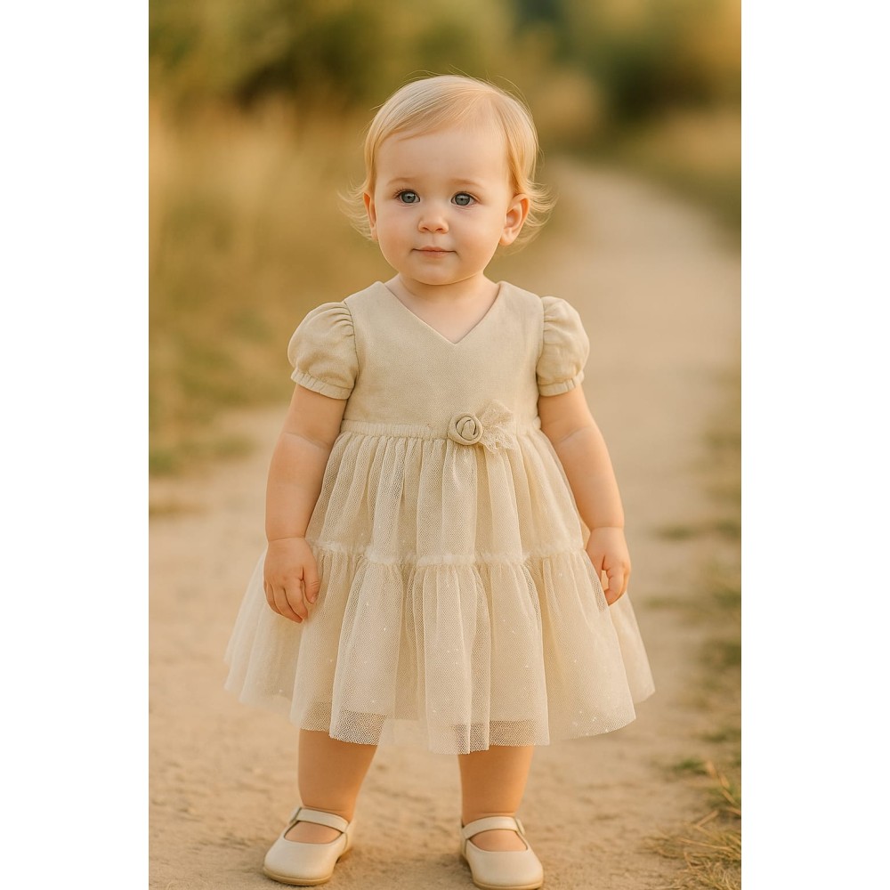 Βρεφικό Φόρεμα 9-24 Μηνών Μπέζ