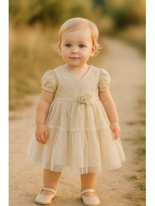 Βρεφικό Φόρεμα 9-24 Μηνών Μπέζ