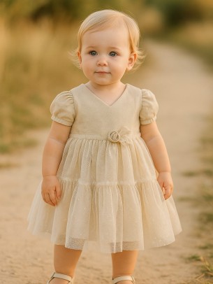 Βρεφικό Φόρεμα 9-24 Μηνών Μπέζ
