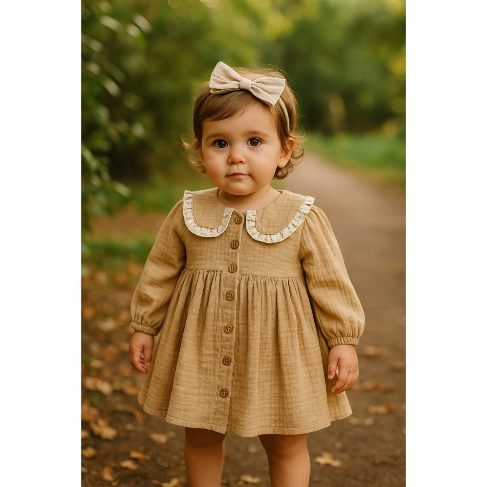 Βρεφικό Φόρεμα 9-24 Μηνών Ανοιχτό Καφέ