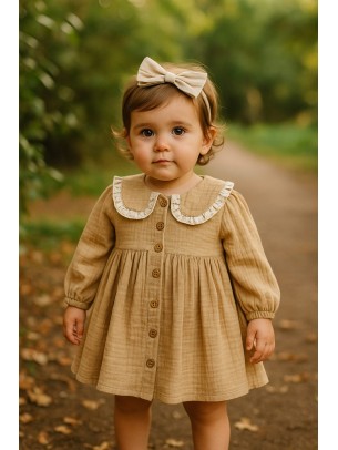 Βρεφικό Φόρεμα 9-24 Μηνών Ανοιχτό Καφέ