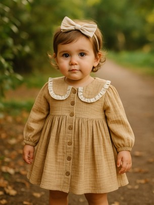 Βρεφικό Φόρεμα 9-24 Μηνών Ανοιχτό Καφέ