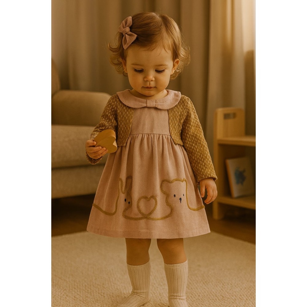 Βρεφικό Φόρεμα 6-24 Μηνών Ρόζ