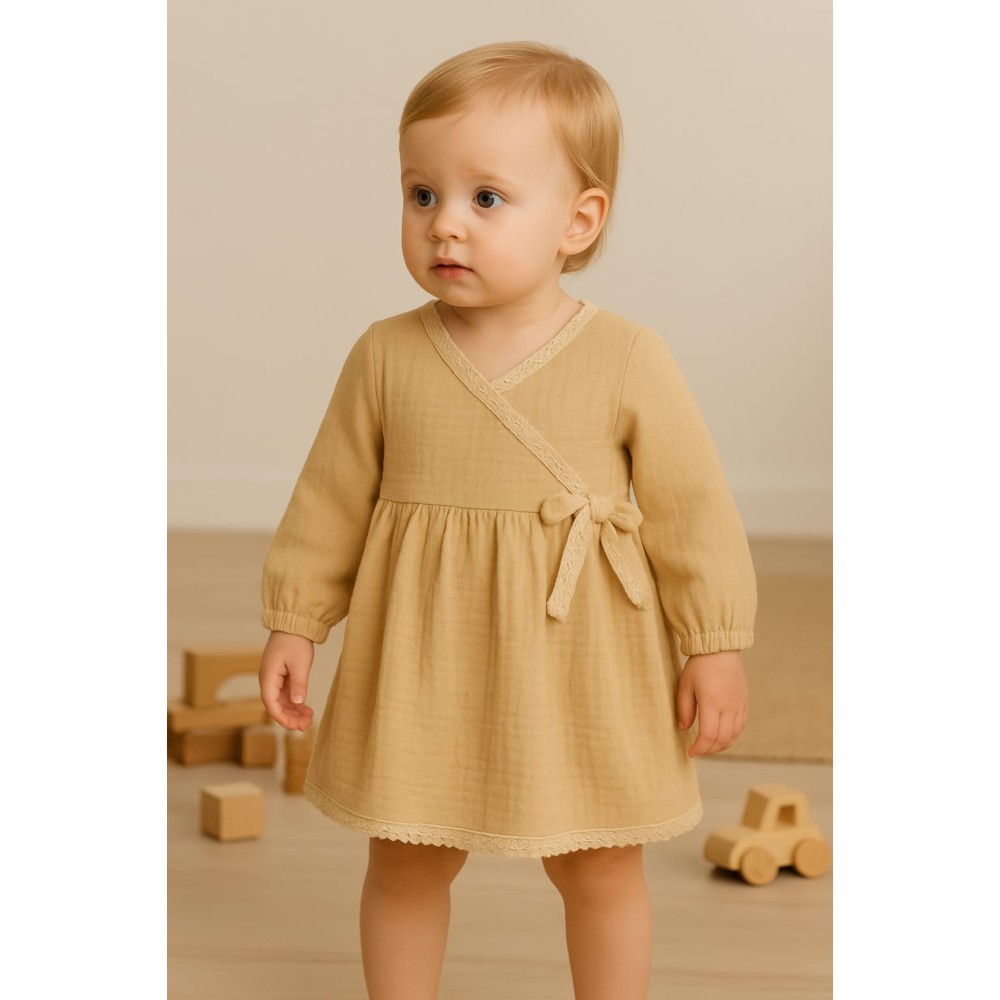 Βρεφικό Φόρεμα 6-18 Μηνών  Ανοιχτό Καφέ