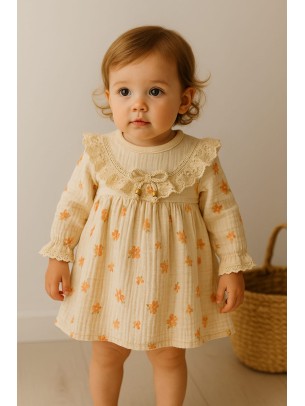 Βρεφικό Φόρεμα 9-24 Μηνών Εκρού