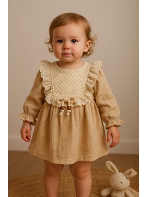 Βρεφικό Φόρεμα 9-24 Μηνών Ανοιχτό Καφέ