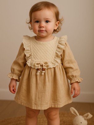 Βρεφικό Φόρεμα 9-24 Μηνών Ανοιχτό Καφέ