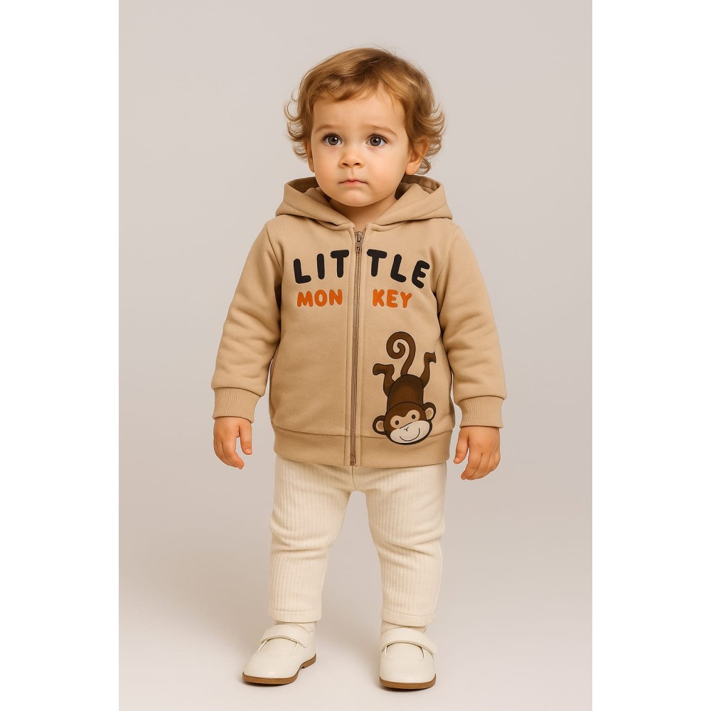 Bρεφική  Ζακέτα για Αγόρι 6-24 Μηνών Ανοιχτό Καφέ