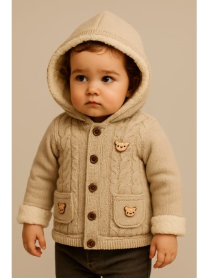 Βρεφική Ζακέτα με Φλίς για Αγόρι 6-18 Μηνών Μπέζ