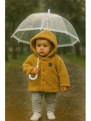 Βρεφικό Μπουφάν για Αγόρι 6-24 Μηνών Μουσταρδί 