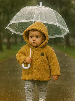 Βρεφικό Μπουφάν για Αγόρι 6-24 Μηνών Μουσταρδί 