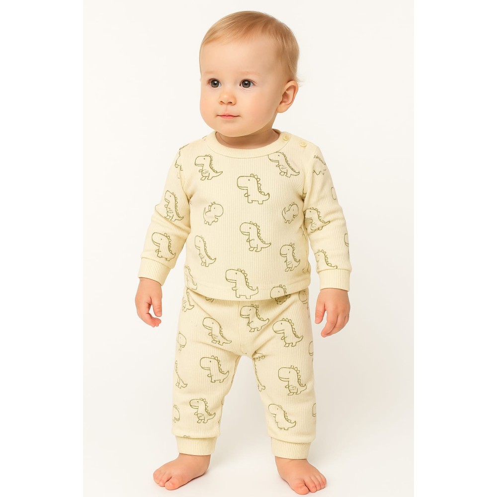 Βρεφικό Σέτ Πιτσάμα Για Αγόρι 0-9 Μηνών Εκρού