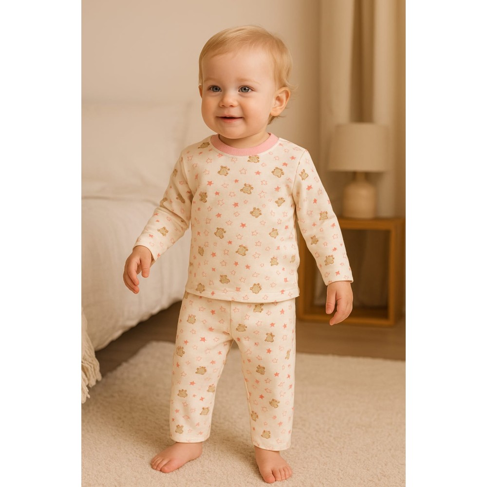 Βρεφικό Σετ  Πιτσάμα Για Κορίτσι 1-4 Χρονών Ρόζ