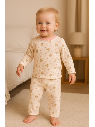 Βρεφικό Σετ  Πιτσάμα Για Κορίτσι 1-4 Χρονών Ρόζ