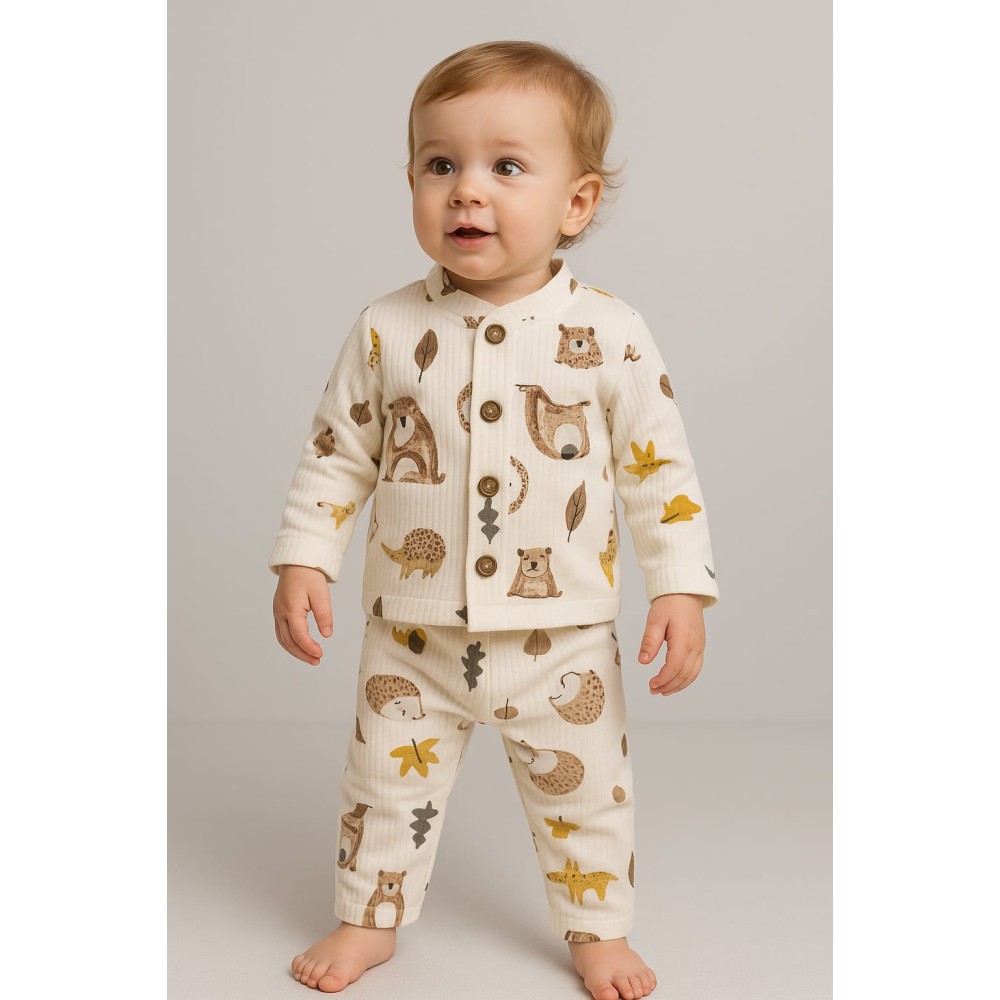 Βρεφικό Σετ Πιτζάμα Για Αγόρι 3-18 Μηνών  Λευκό