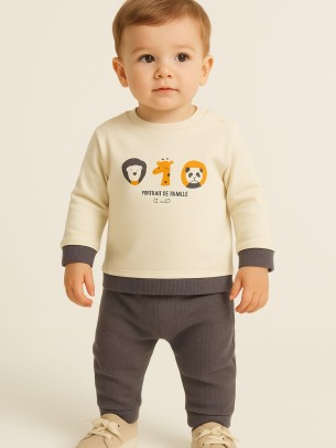 Βρεφικό Σετ Για Αγόρι 0-12 Μηνών Εκρού Γκρί