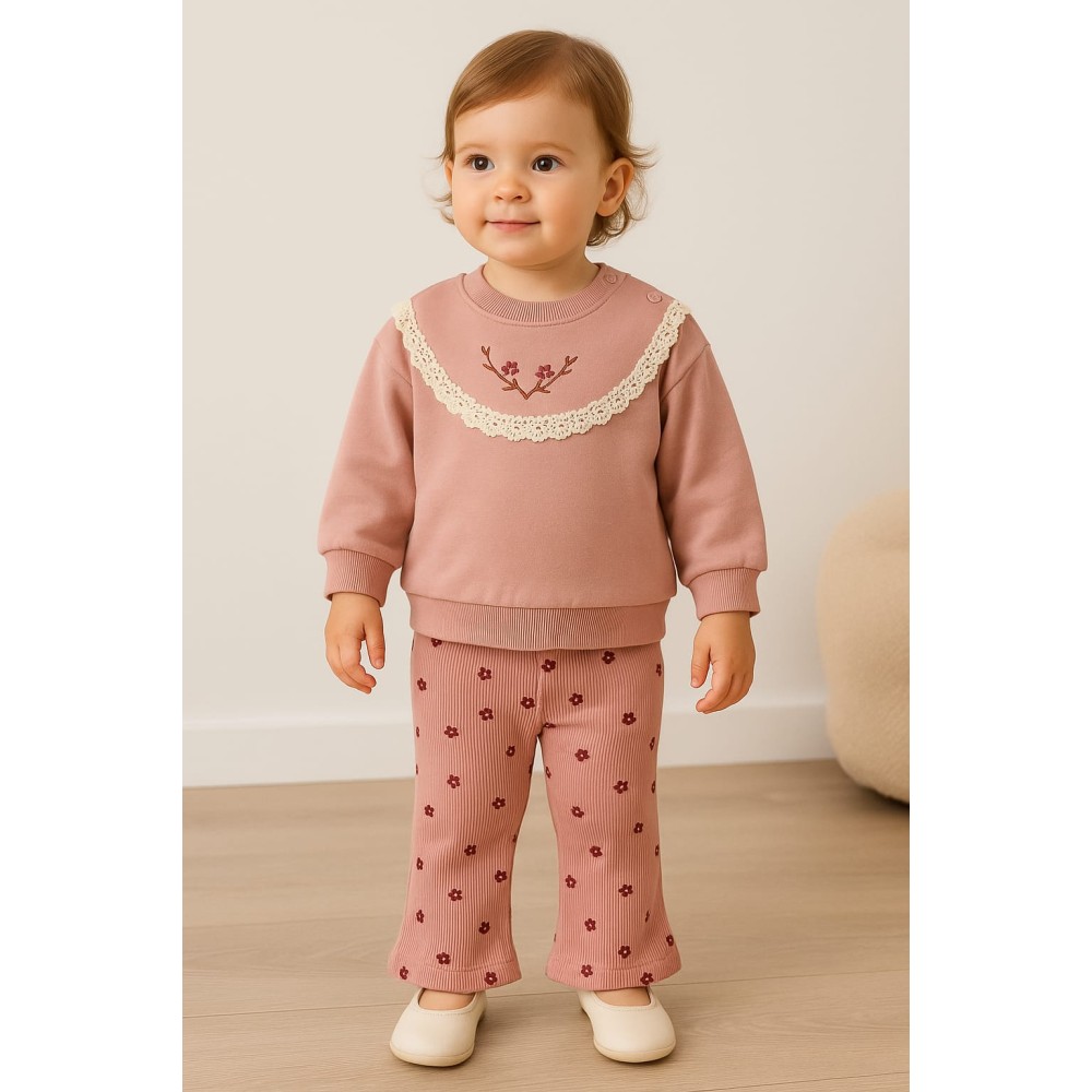 Βρεφικό Σετ Για Κορίτσι 6-24 Μηνών Ρόζ