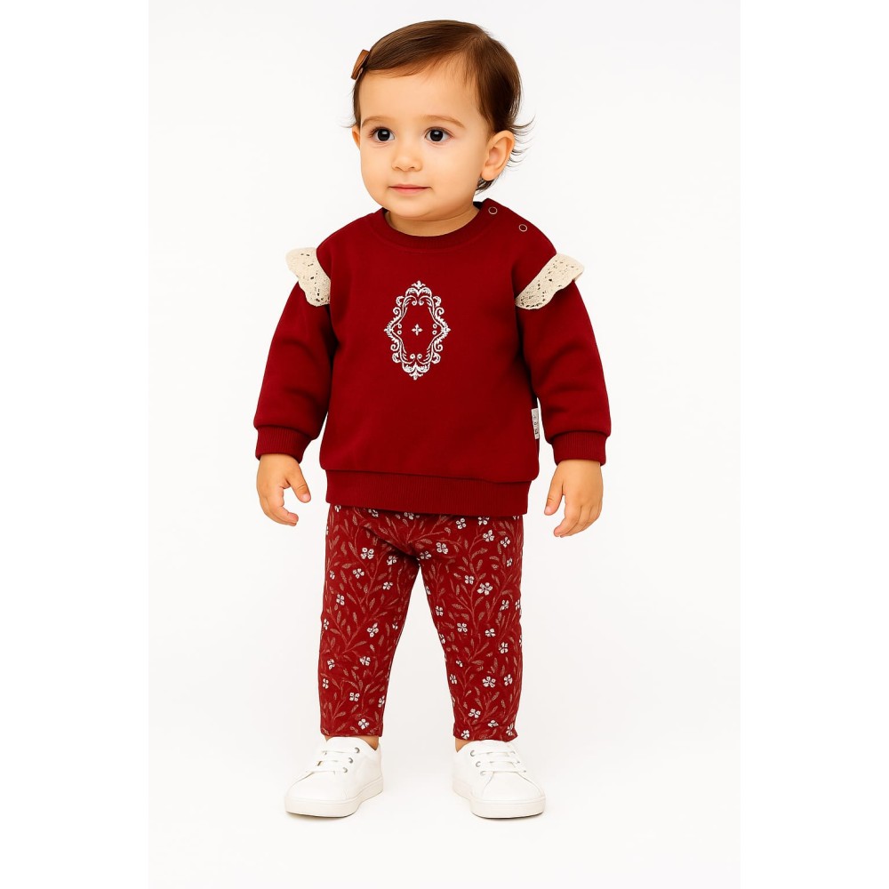 Βρεφικό Σετ Για Κορίτσι 6-24 Μηνών Μπορντό