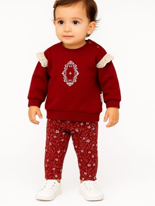 Βρεφικό Σετ Για Κορίτσι 6-24 Μηνών Μπορντό