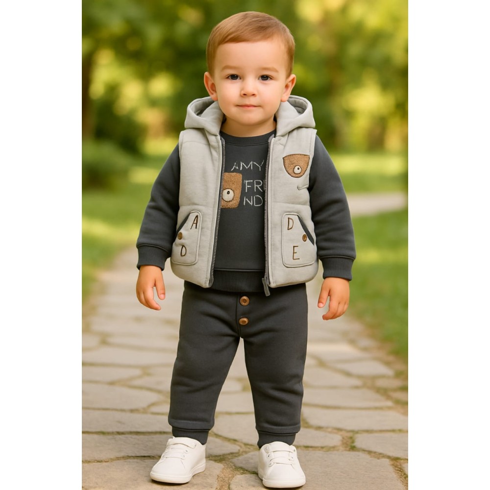 Βρεφικό Σετ Για Αγόρι 6-24 Μηνών Ανθρακί